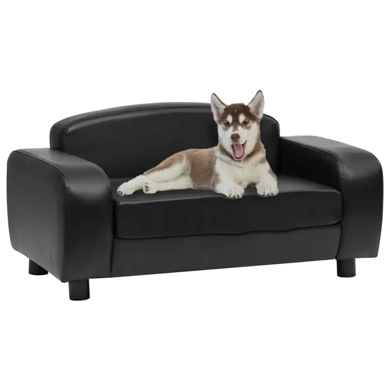 Canapea pentru câini, negru, 80 x 50 x 40 cm, piele ecologică Preț mic