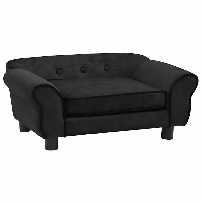 Canapea pentru câini, negru, 72x45x30 cm, pluș Livrare rapidă