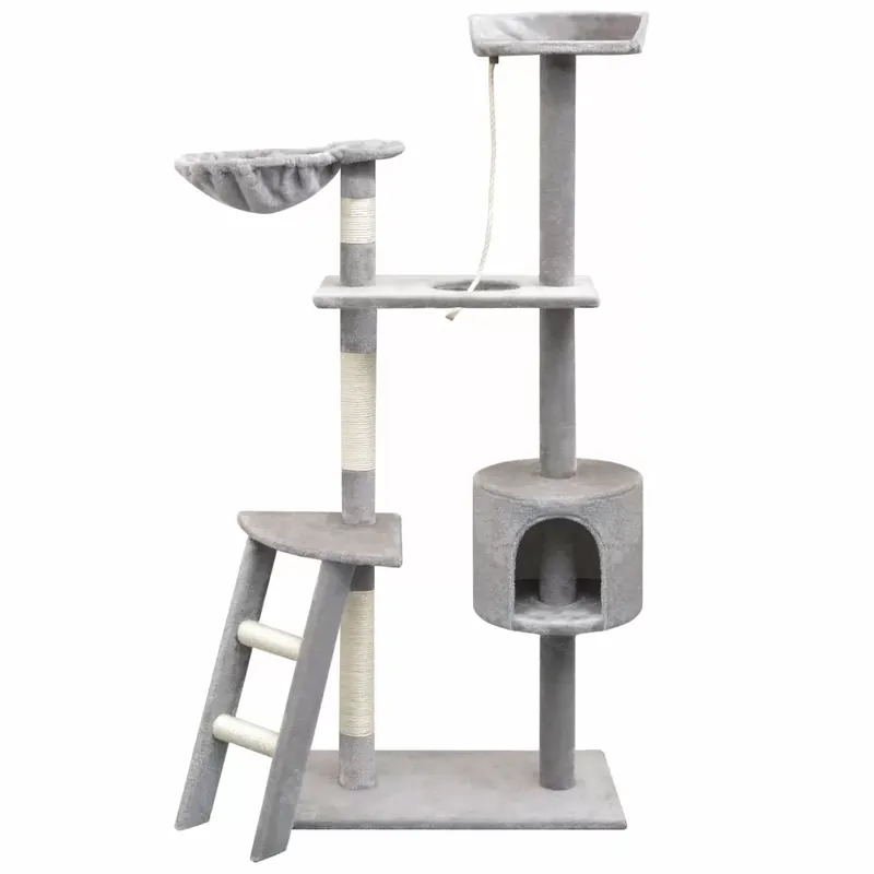 Ansamblu pisici, stâlpi cu funie de sisal, 150 cm, gri Mai ieftin