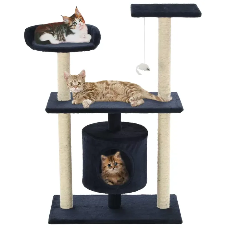 Preferatul clienților Ansamblu pisici, stâlpi din funie sisal, 95 cm Albastru închis