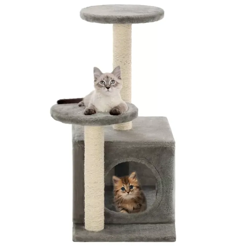 Discount Ansamblu pisici cu stâlpi din funie de sisal, gri, 60 cm