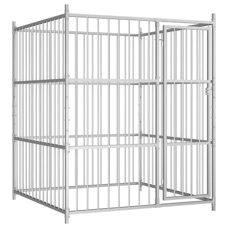 Reducere de preț Padoc pentru caini de exterior, argintiu, 150 x 150 x 185 cm