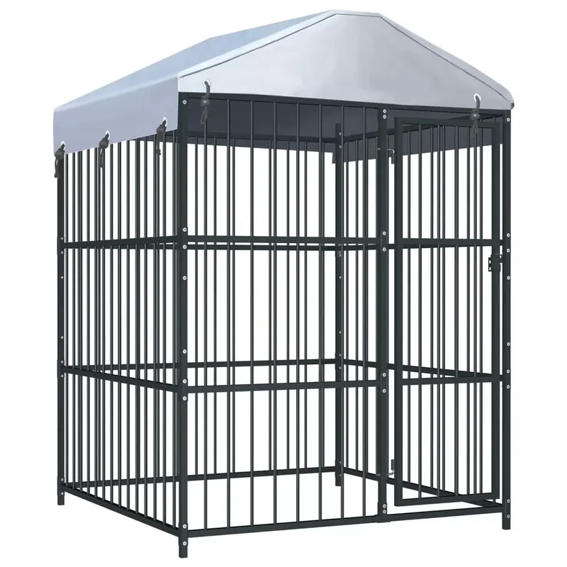 Padoc pentru câini de exterior, cu acoperiș, 150 x 150 x 210 cm Nu rata