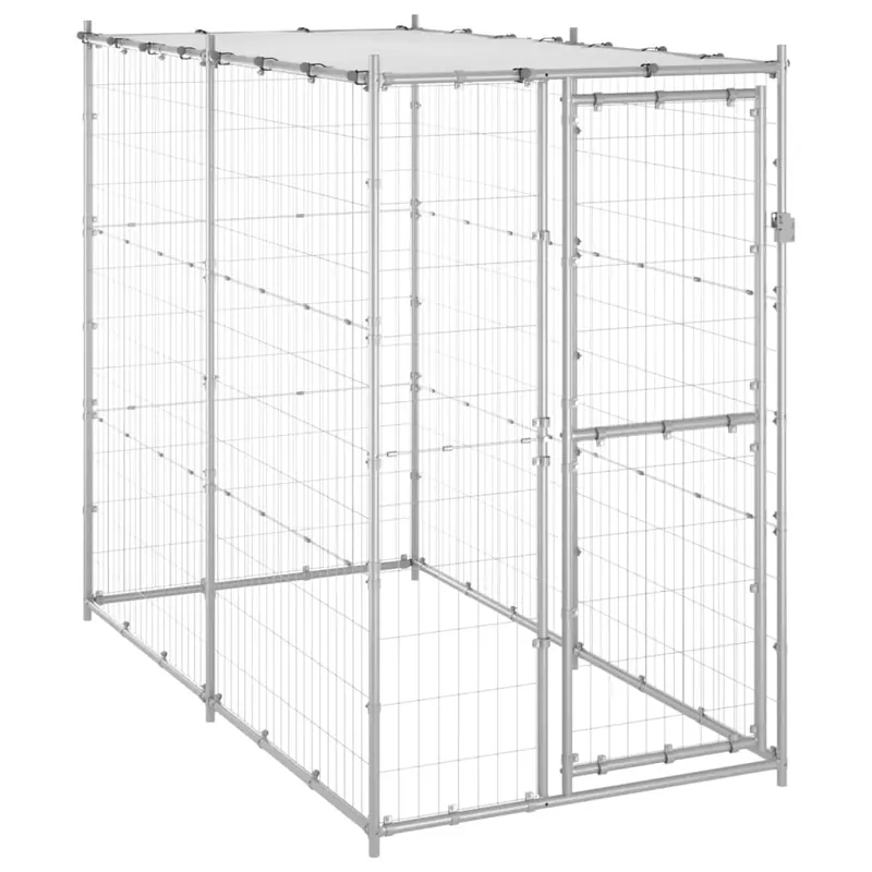Chilipir Padoc câini de exterior cu acoperiș 110x220x180 cm oțel zincat