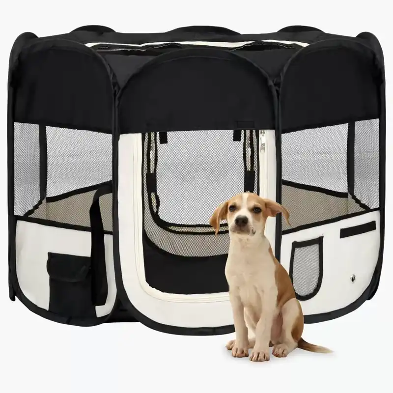 Popular Țarc de câini pliabil cu sac de transport, negru, 90x90x58 cm