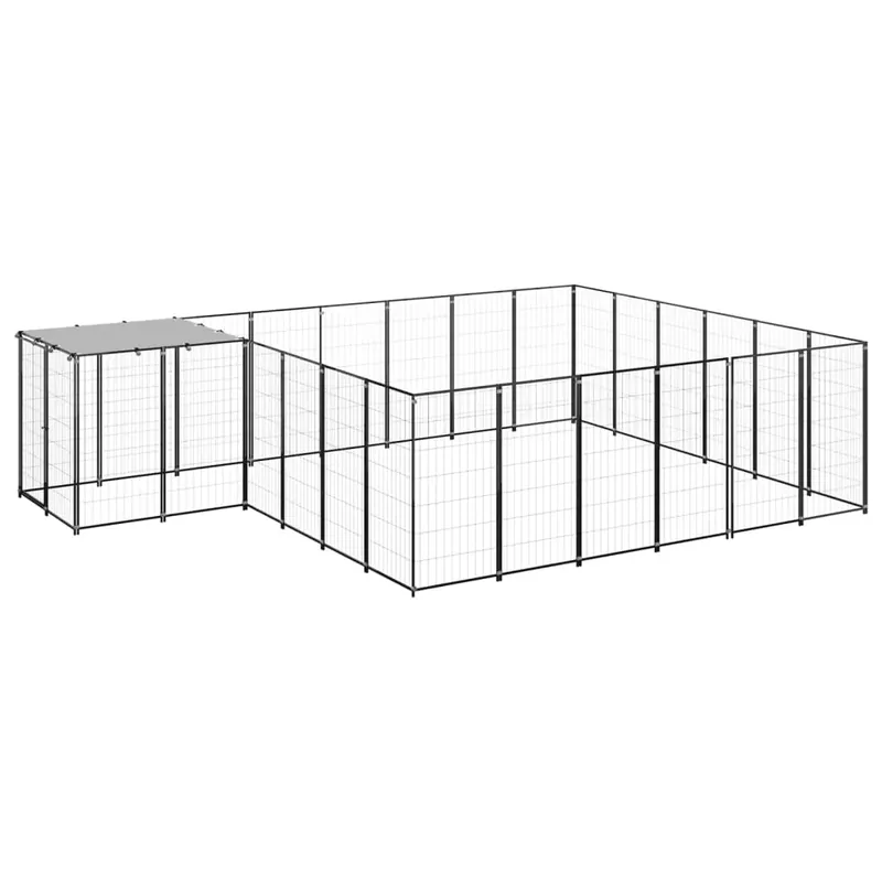 Padoc pentru câini, negru, 12,1 m², oțel Cumpără acum