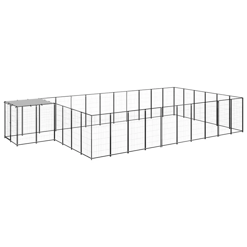 Padoc pentru câini, negru, 19,36 m², oțel Ofertă de sezon