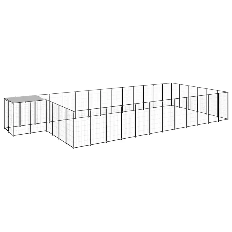 Padoc pentru câini, negru, 22,99 m², oțel Reduceri