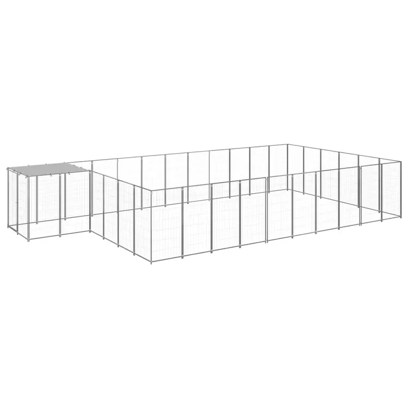Padoc pentru câini, argintiu, 19,36 m², oțel Livrare expres