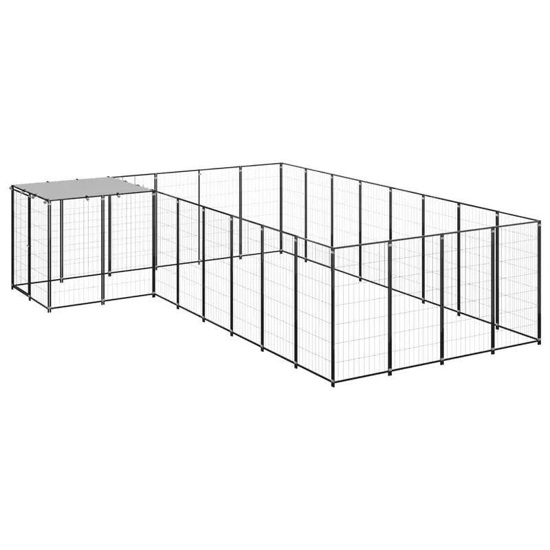 Reducere de preț Padoc pentru câini, negru, 10,89 m², oțel