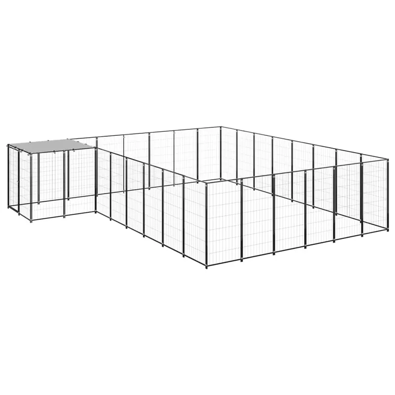 Super ofertă Padoc pentru câini, negru, 15,73 m², oțel