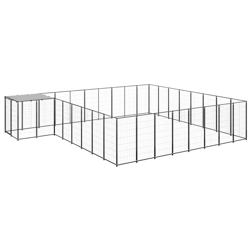 Padoc pentru câini, negru, 20,57 m², oțel Ultima șansă