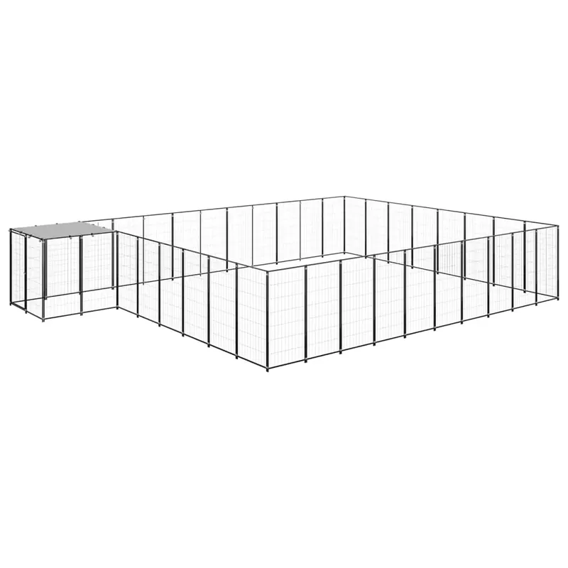 Chilipir Padoc pentru câini, negru, 25,41 m², oțel