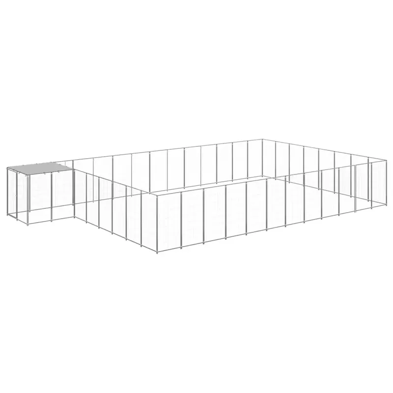 Padoc pentru câini, argintiu, 30,25 m², oțel Promoție