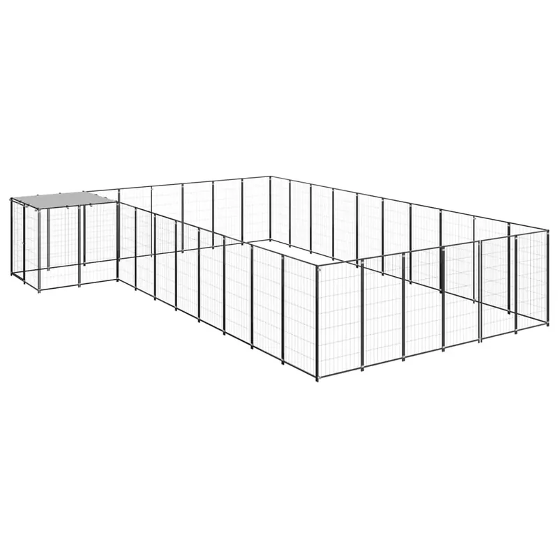 Padoc pentru câini, negru, 19,36 m², oțel Premium