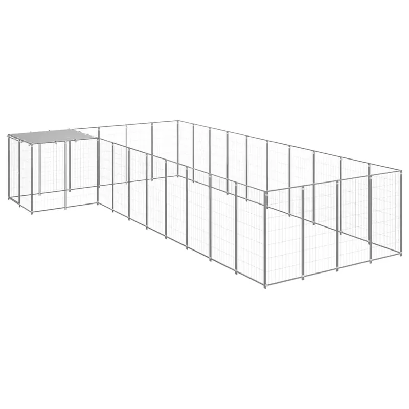 Padoc pentru câini, argintiu, 13,31 m², oțel Cumpără acum