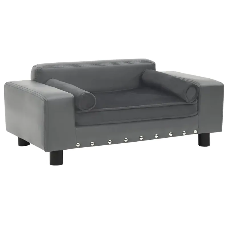 Canapea pentru câini, gri, 81x43x31 cm, pluș & piele ecologică Cumpără acum