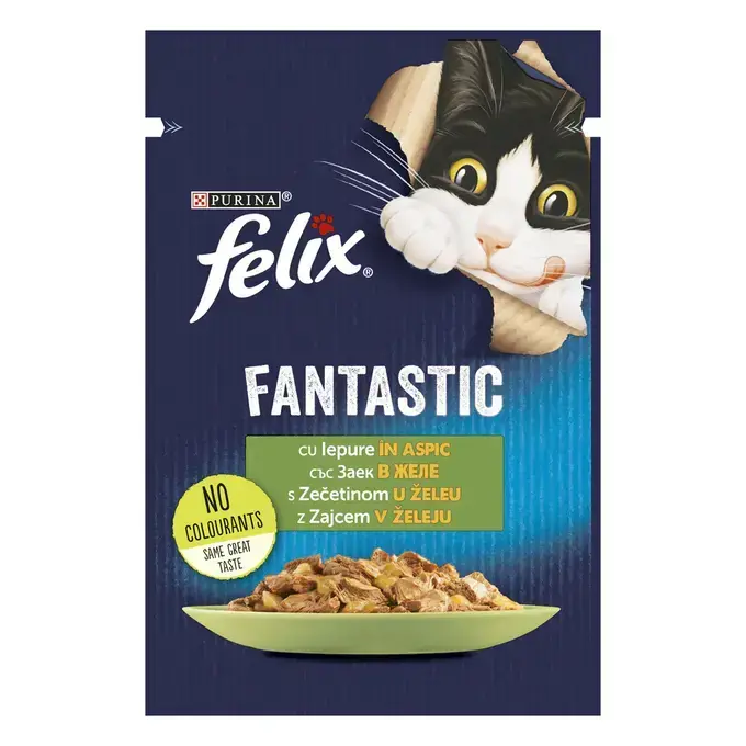 FELIX Fantastic, Iepure in Aspic, Plic Hrana umeda pentru pisici, 85g Popular