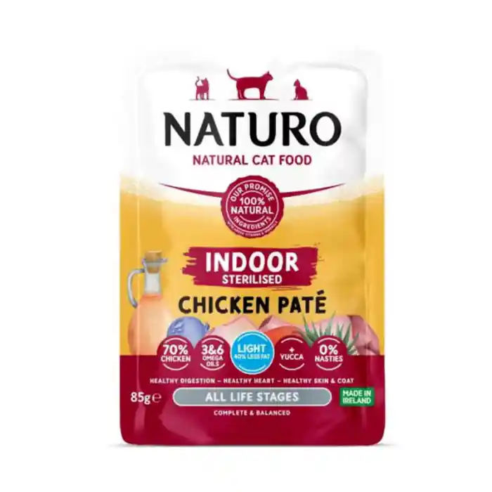 Nu rata Naturo, Grain Free, Hrana umeda pentru pisici, Indoor Sterilised, Mousse cu Pui, 85g