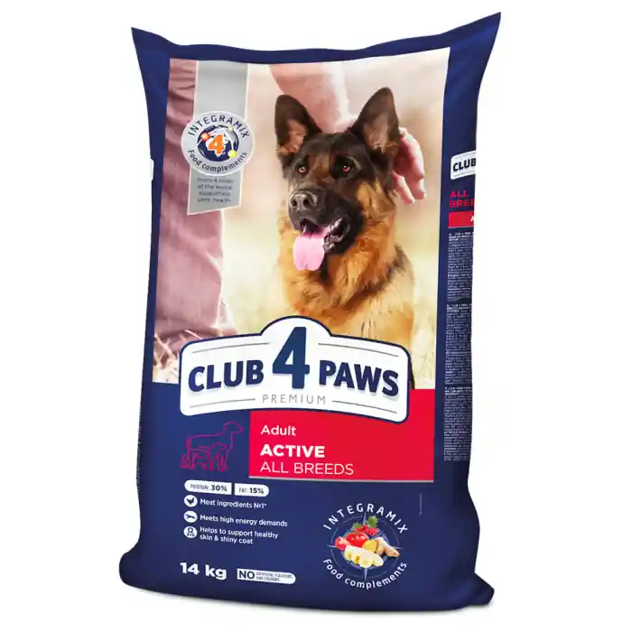Cumpără acum CLUB 4 PAWS, Active, Hrana uscata pentru caini adulti de toate rasele, 14kg